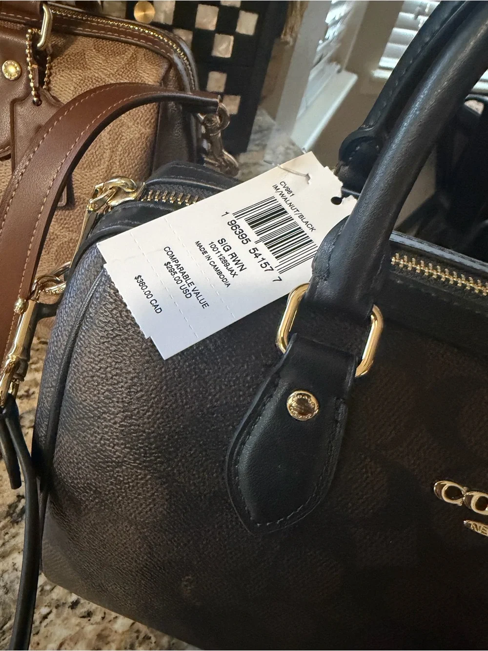 Coach Signature Rowan satchel  Bag - Black & Brown